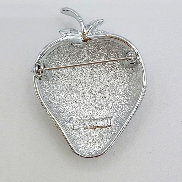 Sarah Coventry Signed Vintage Brooch Silver Strawberry - Picture 4 of 4